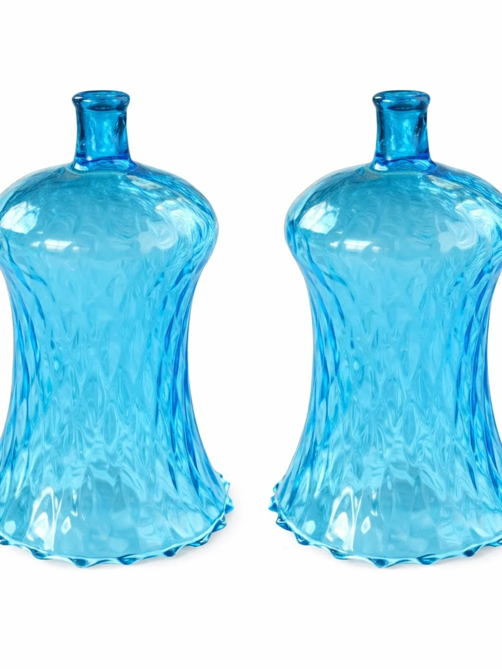 Blue Glass Votive Sconce Cup Candle Holder Peg Honeycomb Crinkle Optic Homco 5" - Picture 2 of 5